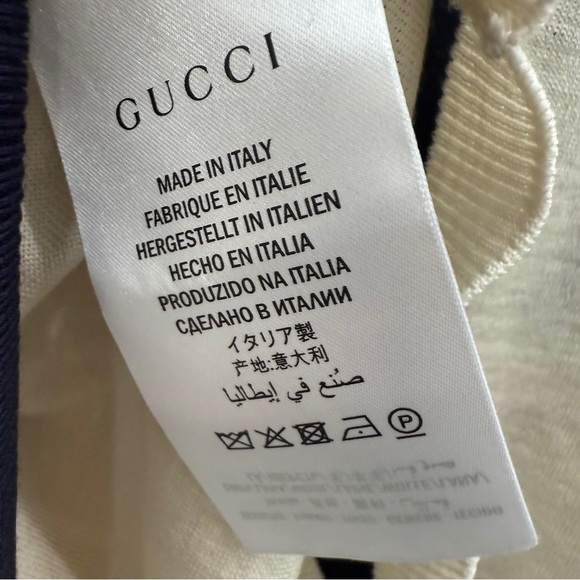 Gucci Tiger Sweater Size Small Argyle Off White Navy Red Authentic *small flaw* - Picture 8 of 9